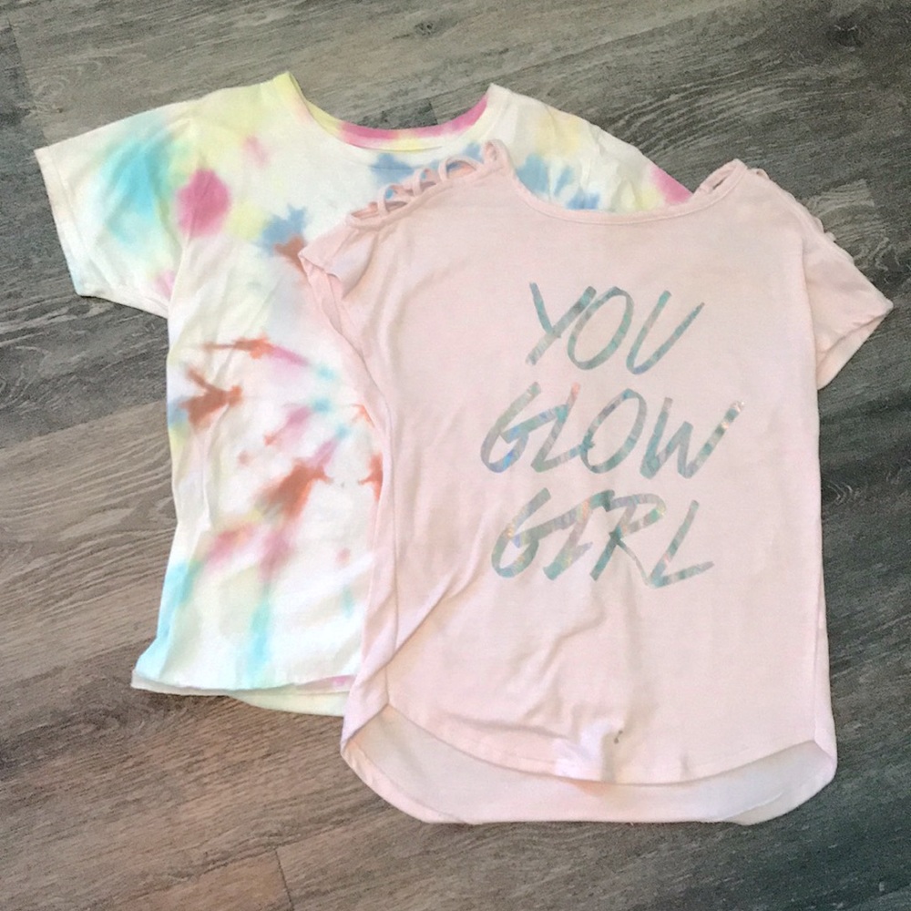 Pink kids girls size 10 T-shirts and jewelry.